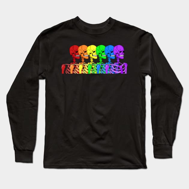 Gay Skeleton Rainbow Long Sleeve T-Shirt by KangarooZach41